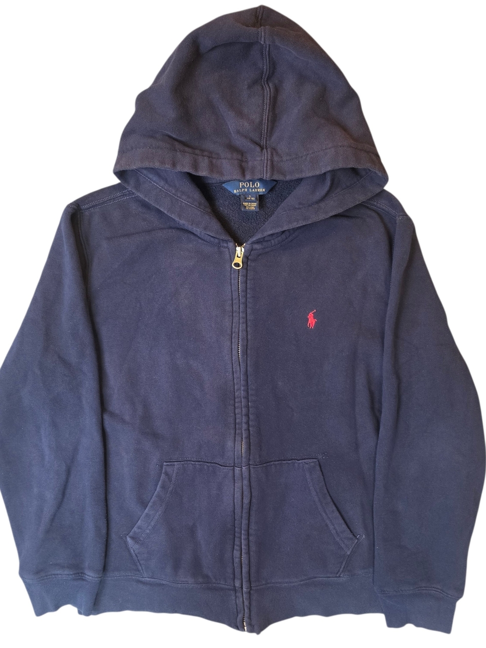 Polo by Ralph Lauren Kids Large Navy Zip Hoodie with Red Pony Preppy Sporty
